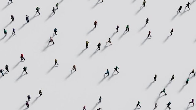 People walking against white background top view