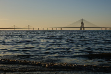 Bandra Worli Sea Link view from Worli Fort, Bridge of Mumbai City, Beautiful Sunset & blue sea