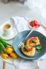 egg and cheese sandwich.romantic breakfast