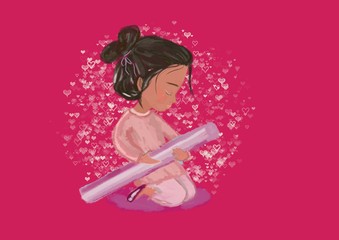 Drawing of a girl with a tube