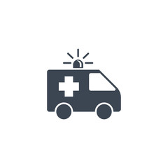 Ambulance Car related vector glyph icon. Isolated on white background. Vector illustration.