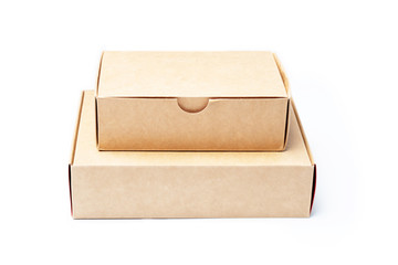 two craft boxes isolated on white background
