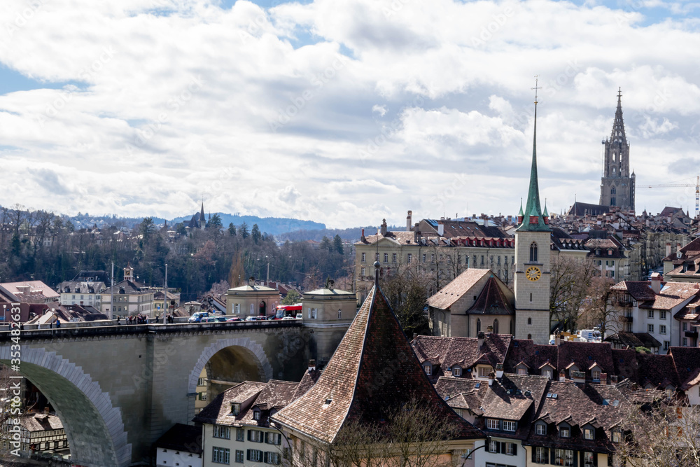 Wall mural view on architecture of bern, switzerland