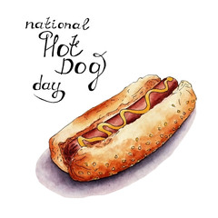 hot dog with mustard