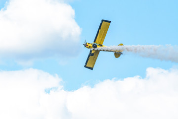 SOBIENIE SZLACHECKIE, POLAND - JUNE 16: Historic planes during Sky Show on June 2018 in Sobienie Szlacheckie, Poland.