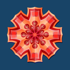 This is a polygonal pattern. This is a red geometric mandala. Asian floral pattern. 