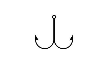 Fishing hook icon, silhouette, logo on white background