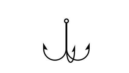Fishing hook icon, silhouette, logo on white background