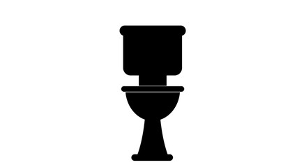 Toilet bowl with toilet paper roll. Simple flat cartoon