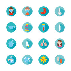 infected lungs and coronavirus icon set, block style
