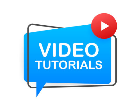Video tutorials icon concept. Study and learning background, distance education and knowledge growth. Video conference and webinar icon, internet and video services. Vector illustration.
