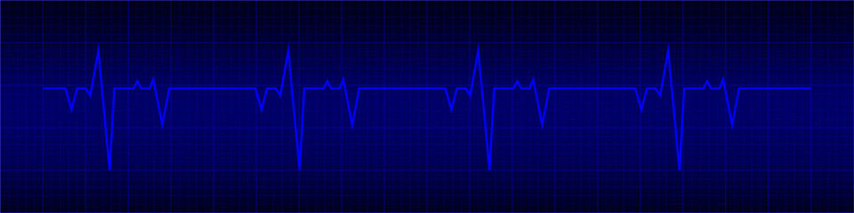 Heart rhytm. Blue electrocardiogram. Heartbeat. Heartbeat line. Vector illustration.