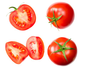 fresh tomato slices isolated on white background. close up. top view