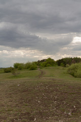 
Black and white
 vector image of a young man showing with his hands
