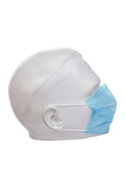 Protective medical mask on a mannequin head