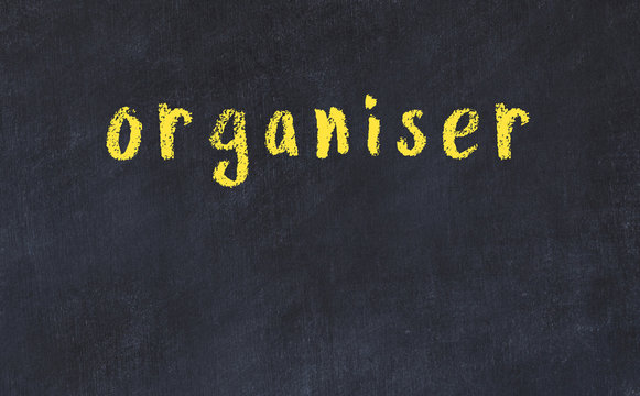 College chalk desk with the word organiser written on in