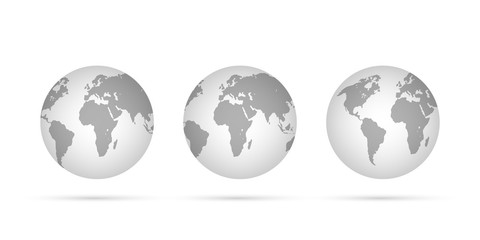 Earth globes isolated on white background. Flat planet Earth icon. Vector stock illustration.