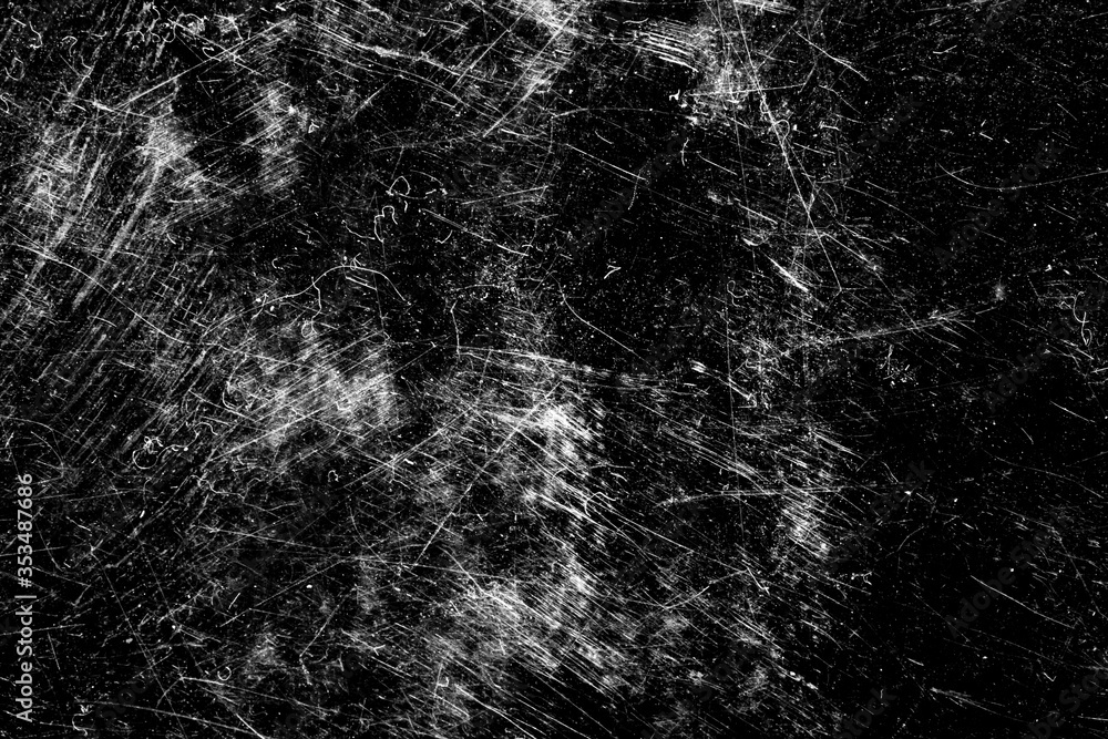 Poster white scratches with scuffs on a black background. template for design
