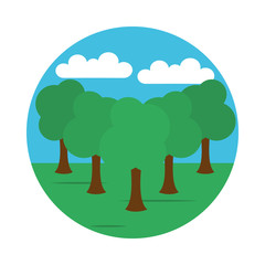 Trees landscape icon, flat style