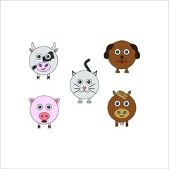 collection of domestic animal icons. illustration for web and mobile