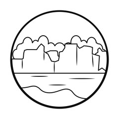 icebergs landscape icon, line style