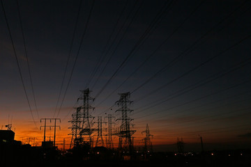 Power transmission towers and line