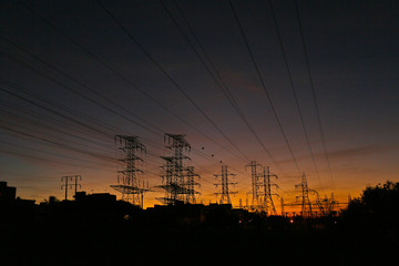 Power transmission towers and line