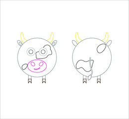 cow shaped icon. illustration for web and mobile