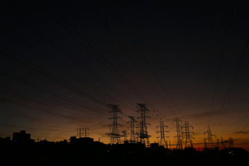 Fototapeta premium Power transmission towers and line