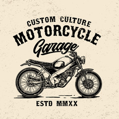 vector of custom vintage motorcycle garage