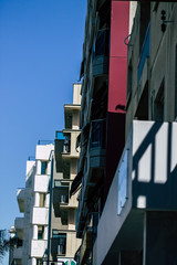 View of the facade of a building in the streets of Limassol in Cyprus island