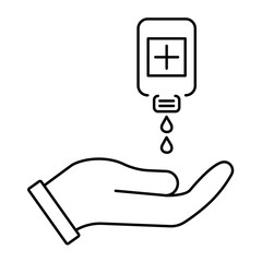 A simple icon for treating hands with hand antiseptic to protect against viruses