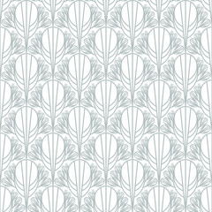 Print in art Deco style. Artistic seamless grey pattern on white background. Original fan-shaped geometric Wallpaper