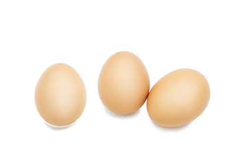 Fresh organic eggs isolated on white background