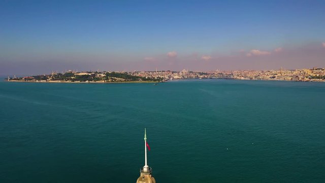 Maiden's Tower also known as Leander's Tower Aerial view From Istanbul.