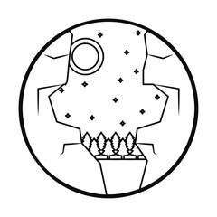 starry night landscape icon, line style