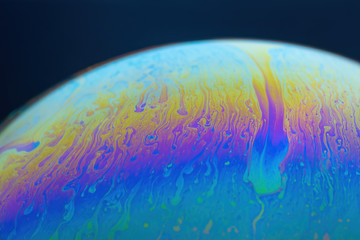 Abstract wave background shimmering on the surface of a sphere. Soap bubble texture