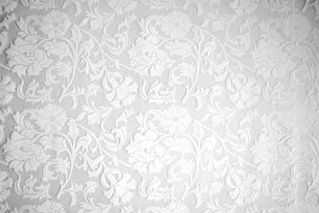  white seamless pattern with floral elements background