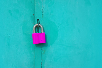 Pink padlock on the ldoor