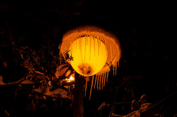 Obraz premium lantern in the night in winter