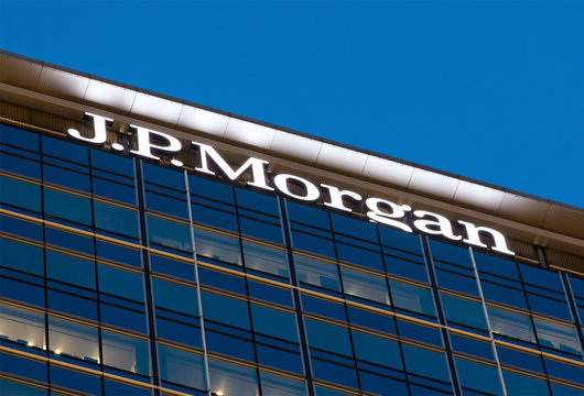 HONG KONG-AUGUST 14, 2017:  J.P. Morgan sign; J.P. Morgan is a global leader in financial services