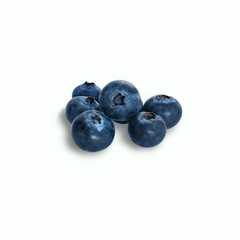 Seven blueberries isolated on white 