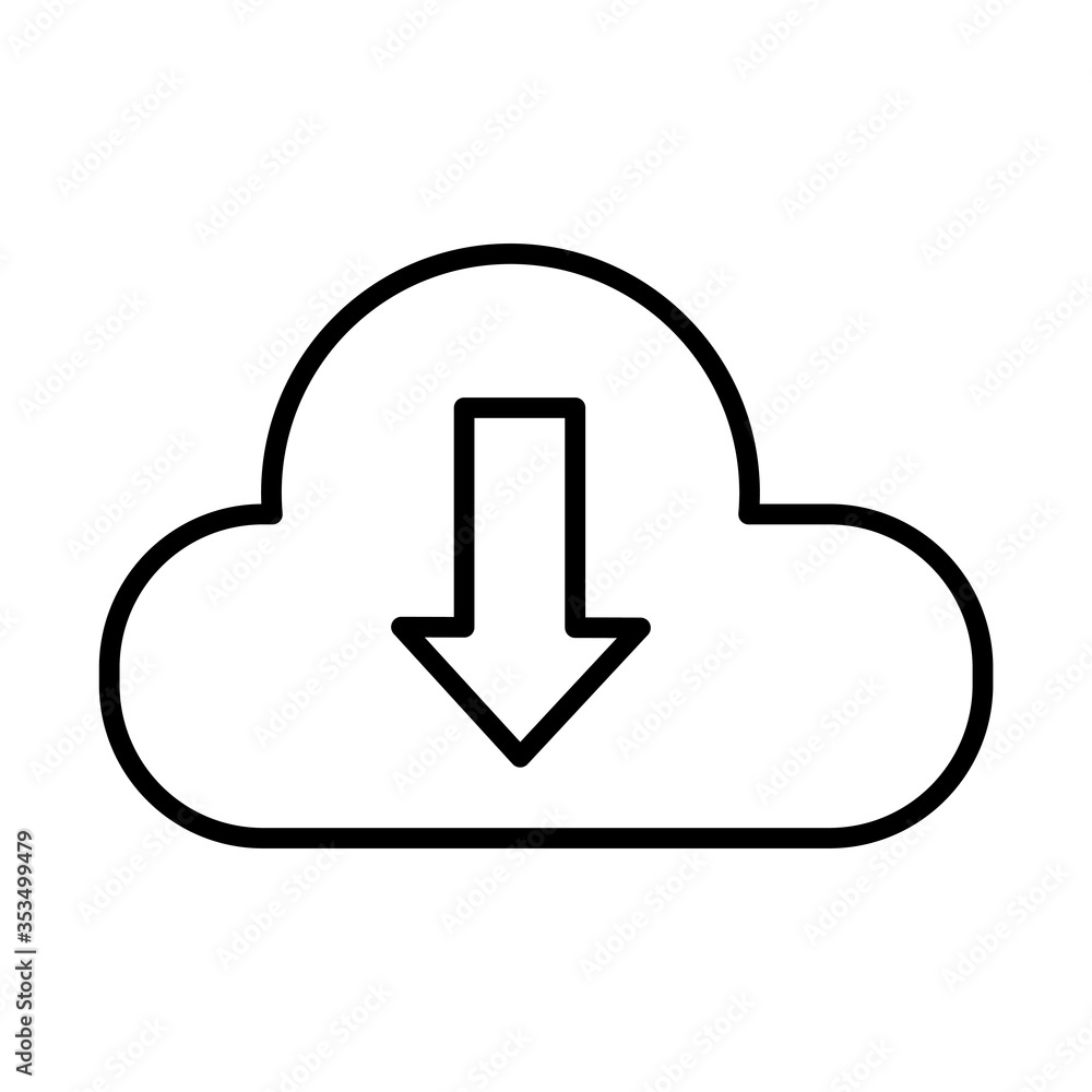 Poster cloud computing and arrow download line style icon