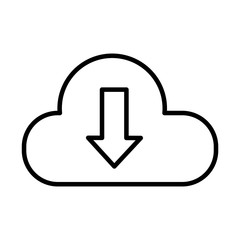 cloud computing and arrow download line style icon