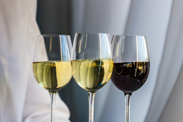 Wine glasses, white and red