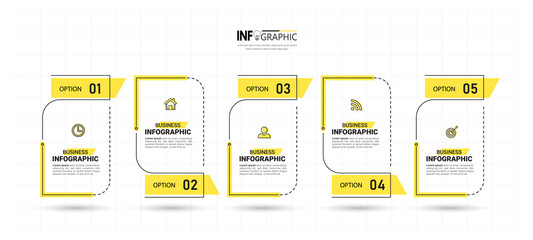 5 Steps Timeline Infographics design template.   © kanpisut