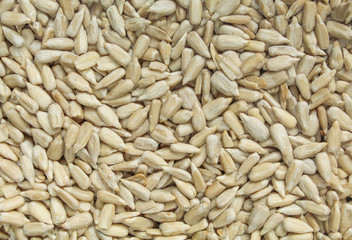 Full frame of sunflower seeds out of shell. Background/texture
