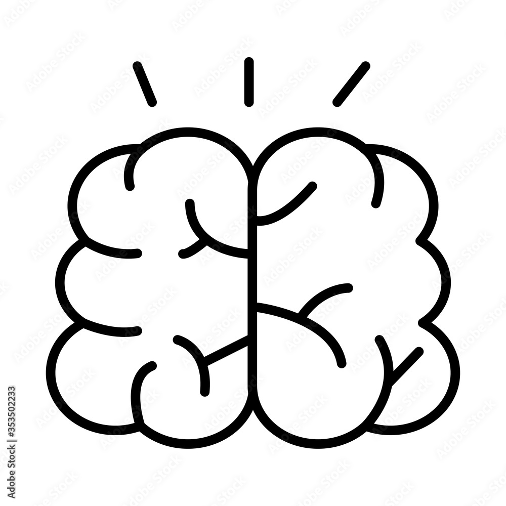 Poster brain human line style icon