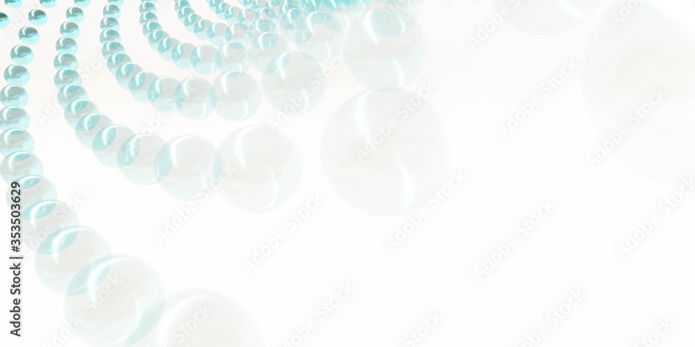 Poster abstract blue transparent bubble background 3d rendering illustration in front of white background
