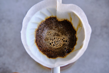 Making pour-over coffee with a hario V60 dripper